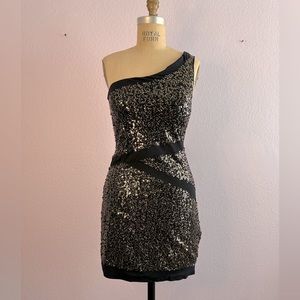 Sequin Gold & Black Body Shape Dress